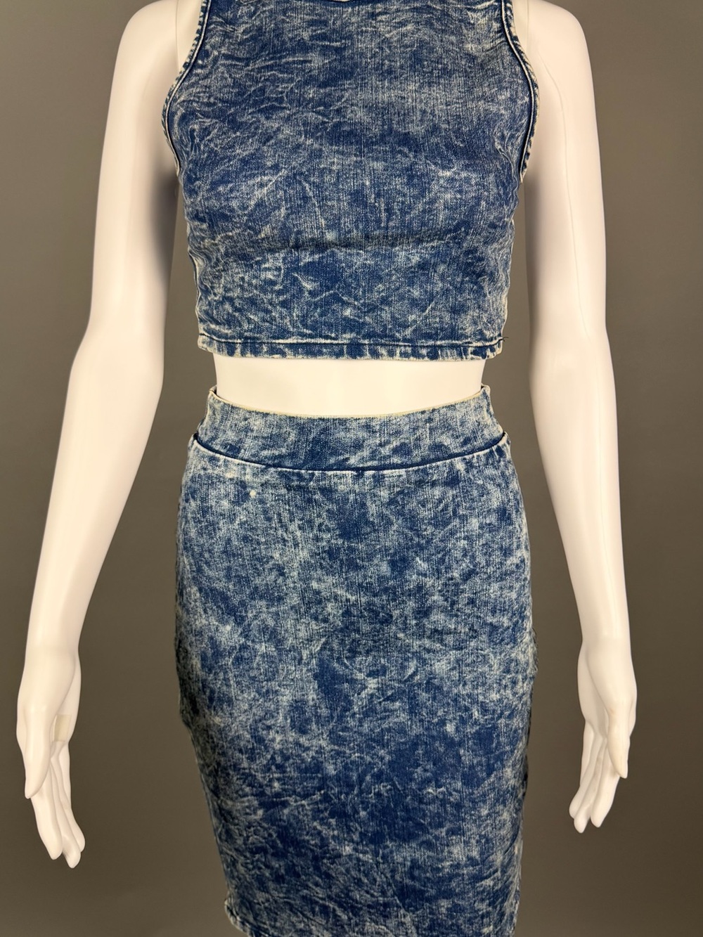 Charlotte Russe Blue Acid-Wash Denim Pencil Skirt